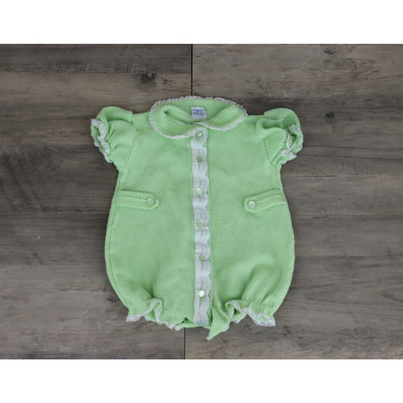 VINTAGE Baby Bliss Collared Button Down Ribbed Shorts Romper Sz Large 3 Months - Picture 1 of 7